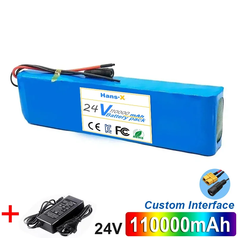 

24V 7S4P Rechargeable Lithium 18650 Battery 110Ah Ion Battery Pack for Electric Bicycle Moped Scooter Batteries+29.4V Charger