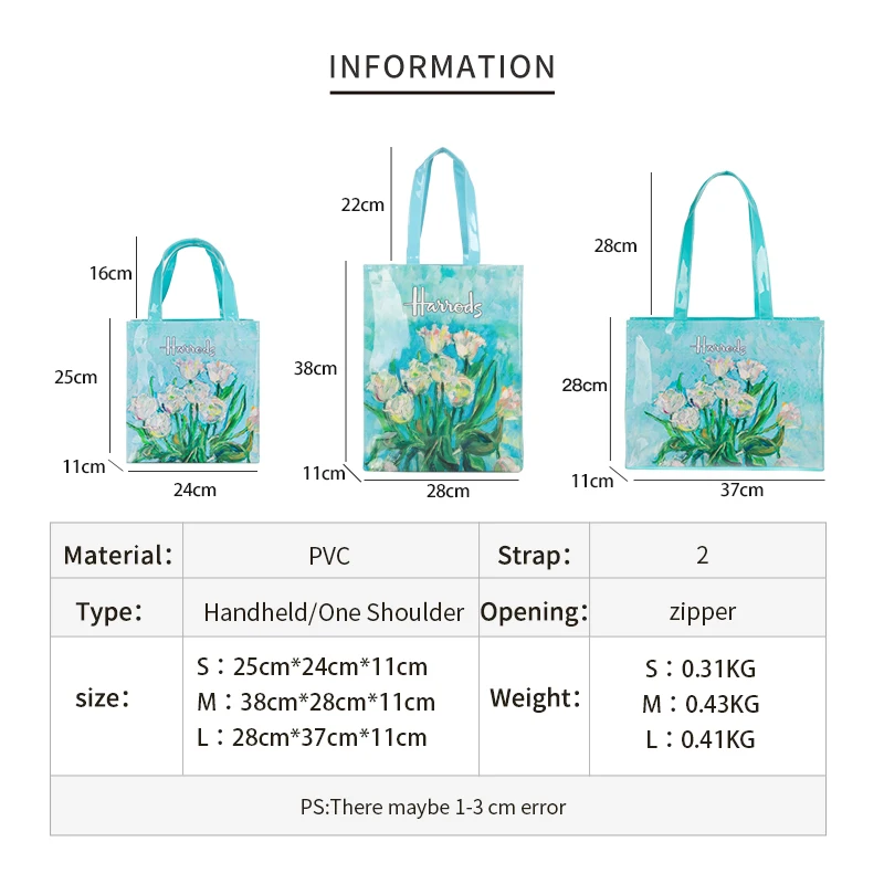 Women's Floral Printed PVC Shopping Purse Big Summer Eco Tote Beach Handbags Large Casual Student Bookbag ladies handbag