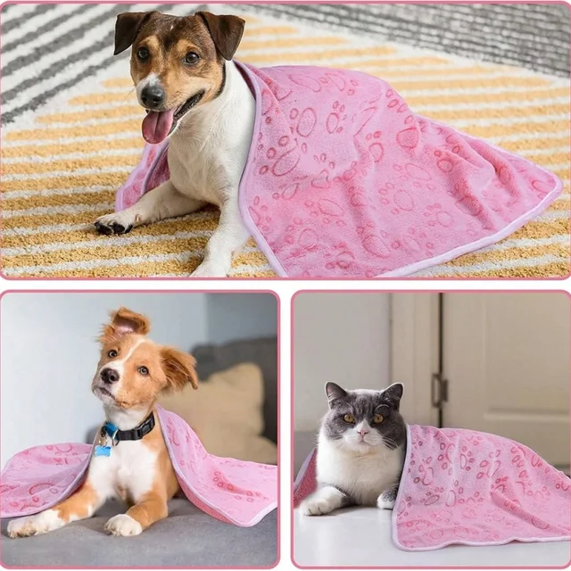 3 PCS Soft and Fluffy Quality Pet Blanket, Cute Paw Print Dog Blanket, Plush Pet Mat, Warm and Comfortable Cat and Dog Blanket 4