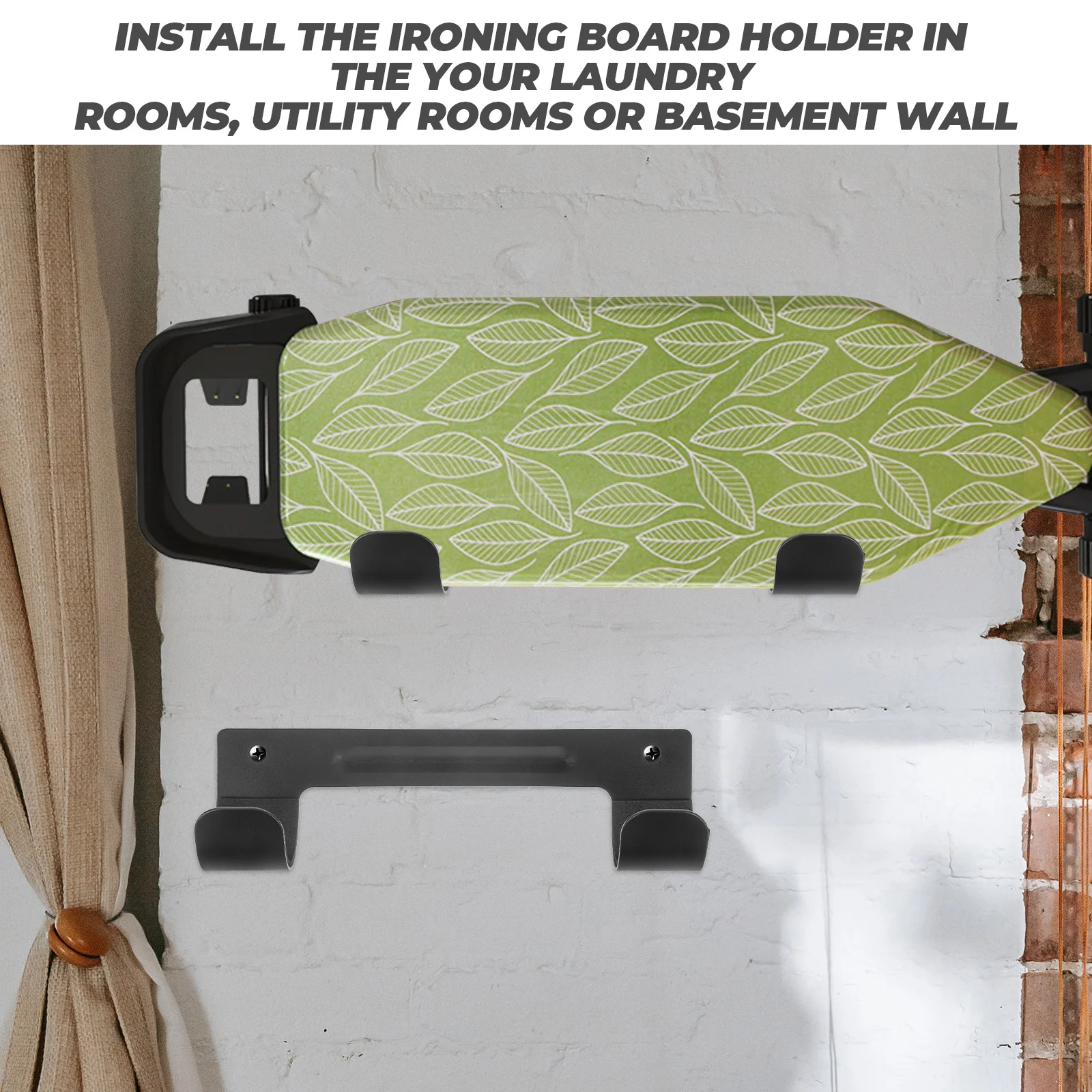 

Mini Folding Ironing Board Hook Metal Mounted Laundry Room Hook Racks Iron Mount Black Hangers Organizer Rack Stand Door