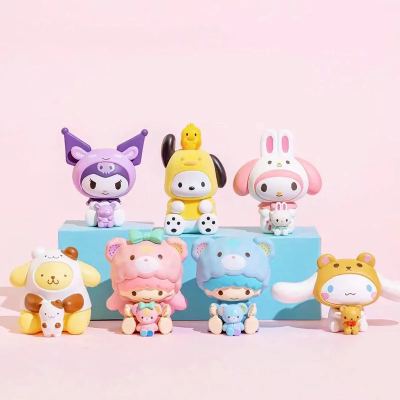 

Sanrio Characters Kuromi Melody Hug Little Friends Dolls Blind Box Cinnamoroll Action Figure Collection Decoration Children Gift