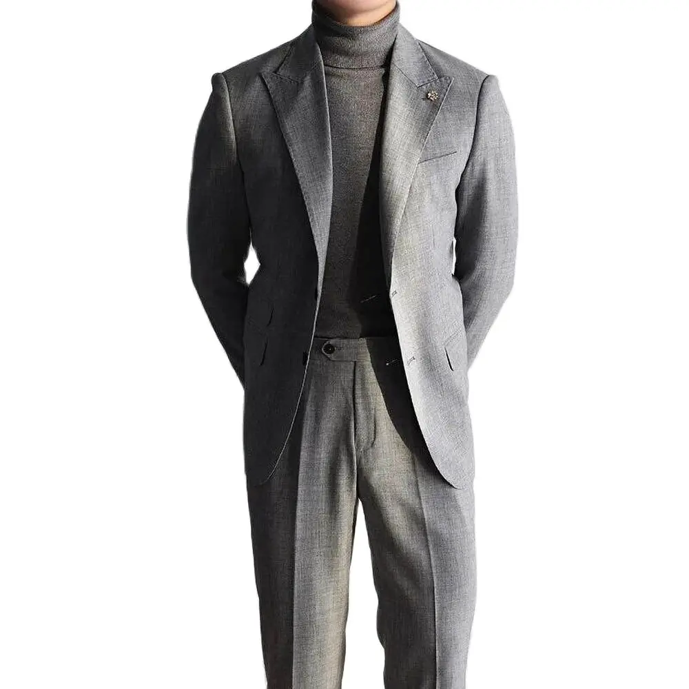 New Arrival Men Suits High Quality Peak Lapel Single Breasted 2 Piece Formal Casual Wedding Tuxedo Slim Fit Blazer with Pants