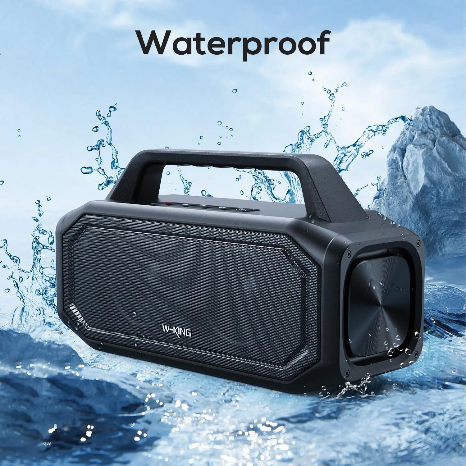 W-KING 80W Portable Bluetooth Wireless Speaker, Outdoor IPX6 Waterproof Loud with Bass Boost, Stereo Pairing, Reverse Charging 3