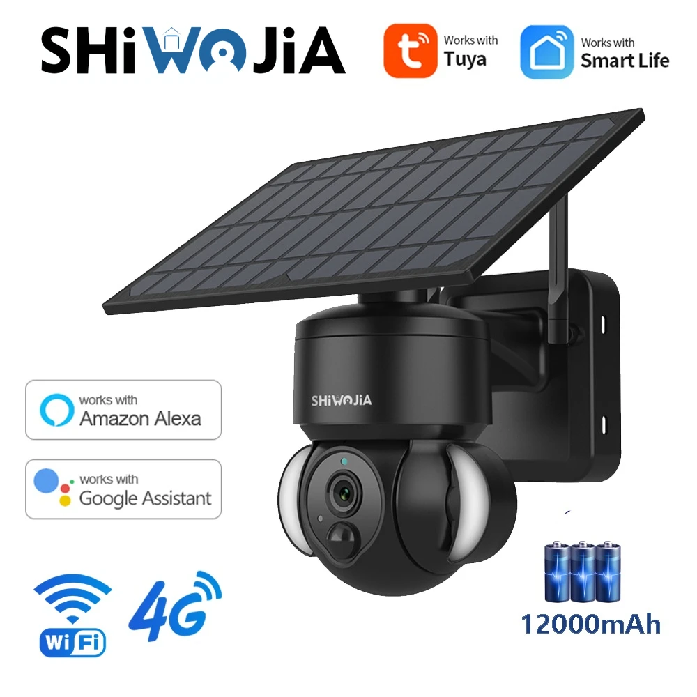SHIWOJIA 4G/Wifi Солнечная камера безопасности наружная PTZ беспроводная домашняя с