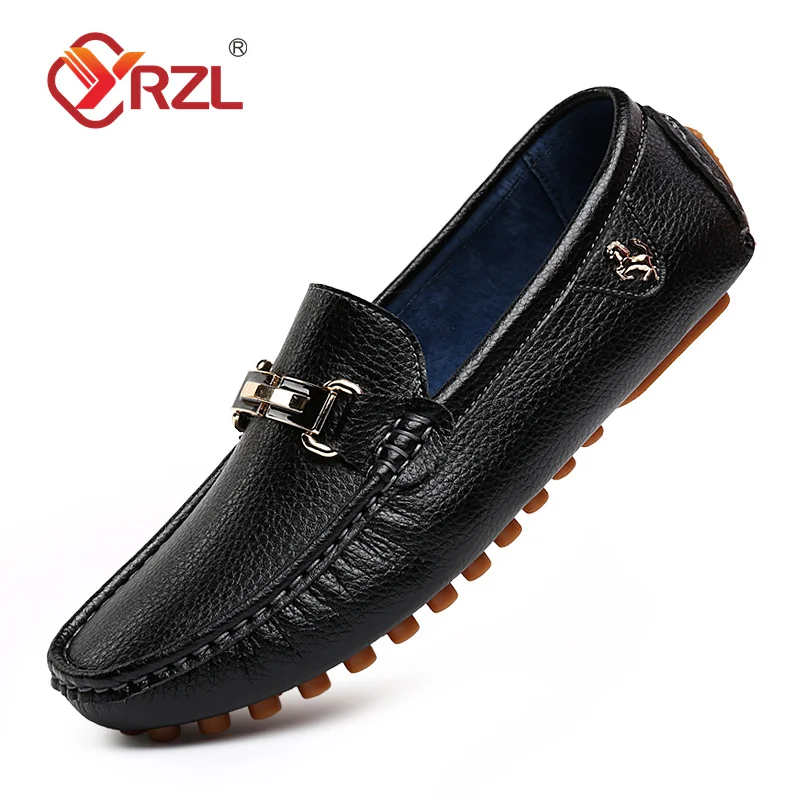 YRZL Loafers Men Handmade Leather Loafer Casual Driving Flats Slip-on Shoes Luxury Comfy Moccasins White Loafers Shoes for Men