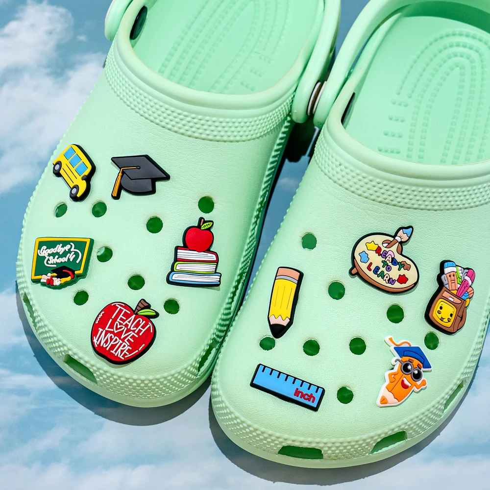 1pcs School PVC Shoe Decorations School Bag Pencil Chalkboard Shoe