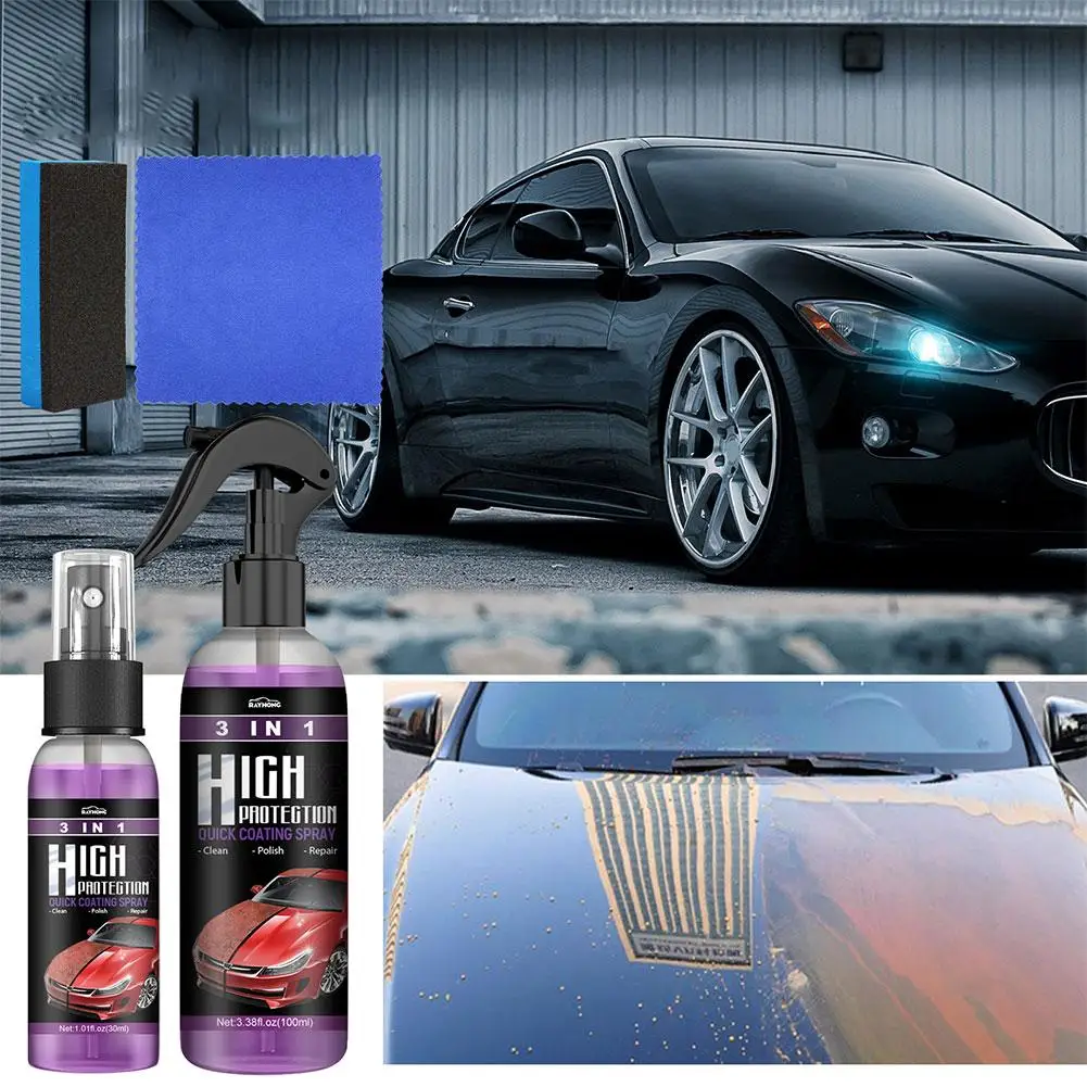 3 In 1 High Protection Quick Car Coating Spray Coat Ceramic Coating Car Wax  Polish 100ml Car Wash&wax Hydrophobic Top Coat - Paint Care - AliExpress