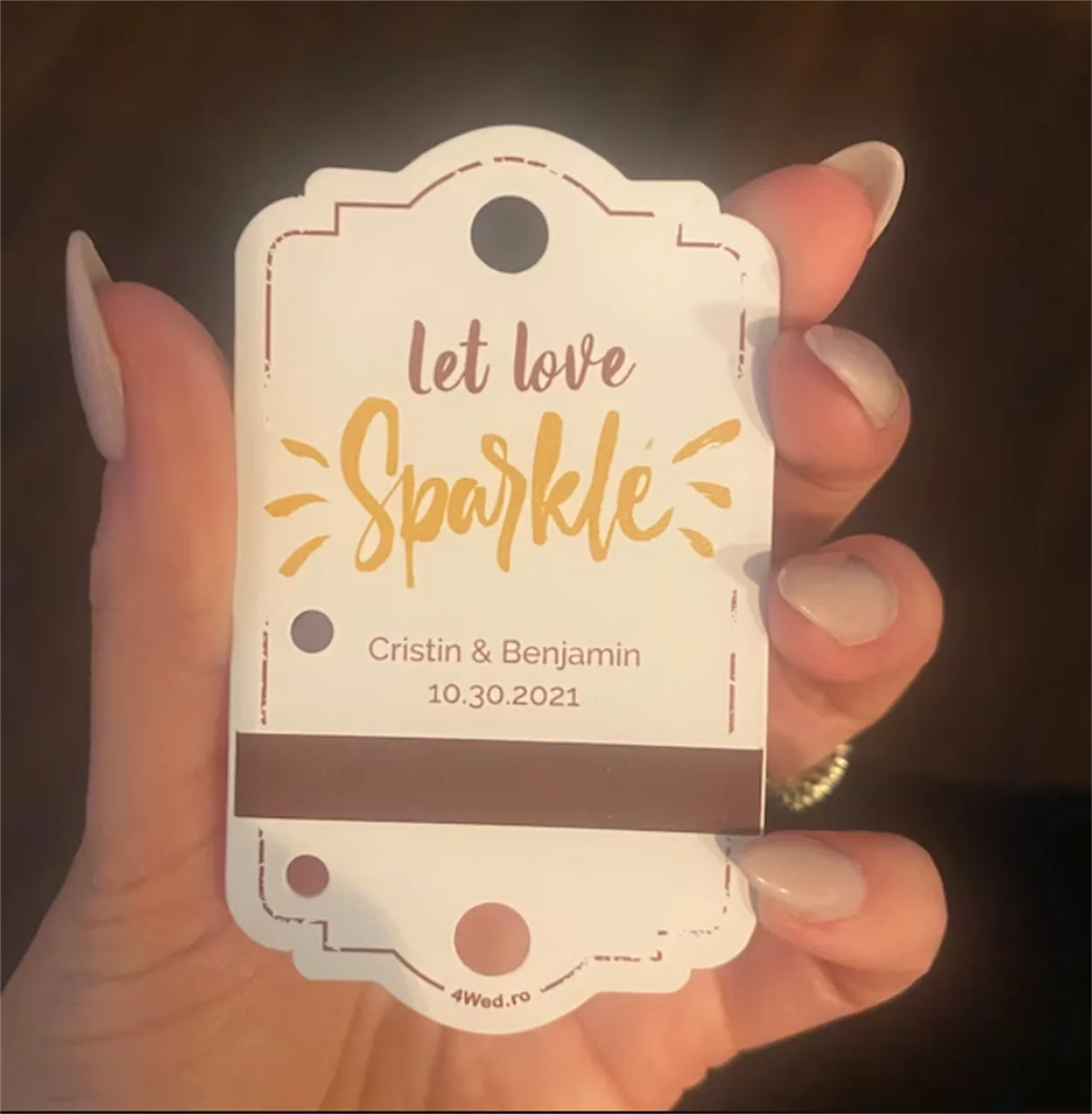 ¡50 piezas, Let love sparkle! Etiquetas personalizadas para tus brillos