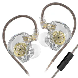 High-Fidelity Stereo Bass Earphones - In-Ear Monitor for Music, Stage, and Gaming (Clear with mic)