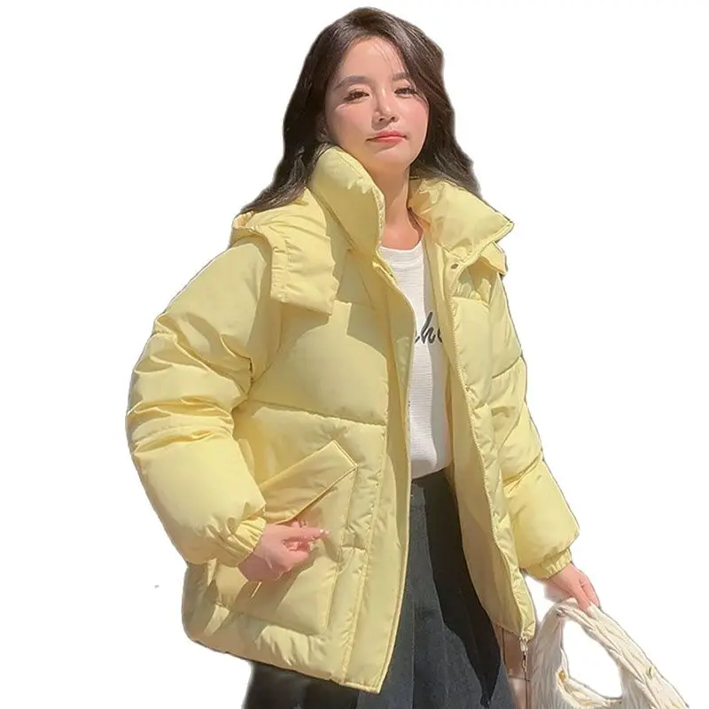 

Новинка 2023, зимняя куртка, модная женская одежда с капюшоном и хлопковой подкладкой, утепленная Свободная Повседневная теплая хлопковая парка для женщин