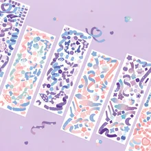 

Purple Pink Ribbon Korean Sequin Stickers Small Card Hand Account Scrapbooking Stationery Decorative Stickers School Supplies