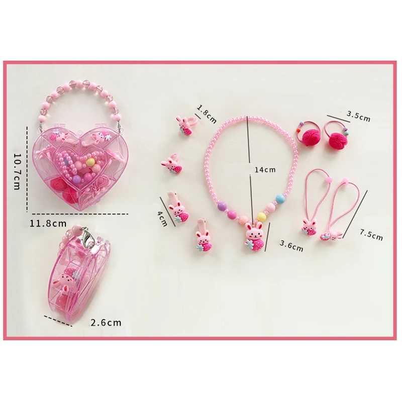 Girls Jewelry Set Cartoon Fruit Pendant Bracelet Set Random Color Birthday Gift Box