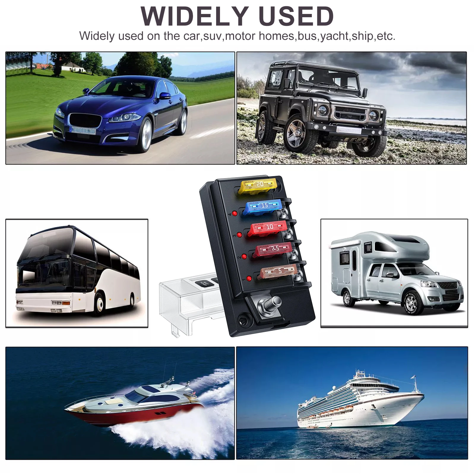 12 vie scatola dei fusibili foglia portafusibili, auto ATO/ATC impermeabile con fusibile indicatore LED custodia protettiva