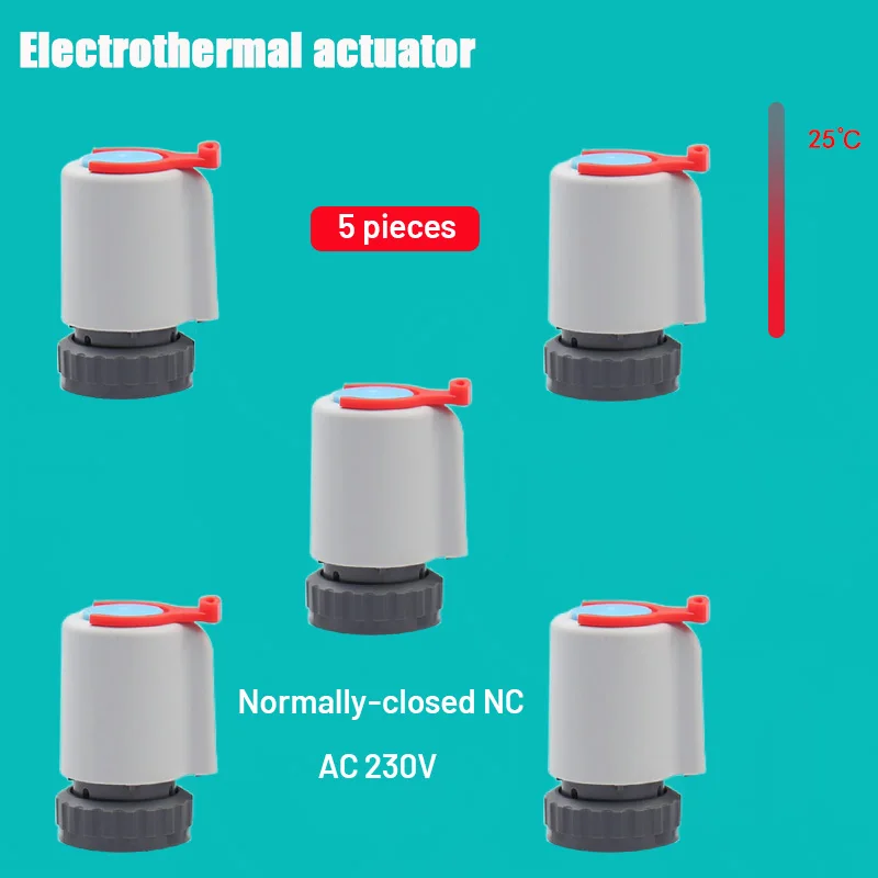 5ps AC 230V Normally Closed NC M30*1.5mm Electric Thermal Actuator IP45 for Underfloor Heating TRV Thermostatic Radiator -Valve
