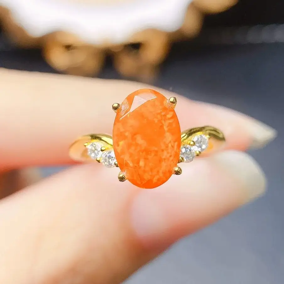 

Natural Orange Opal Engagement Ring for Women Sterling Silver Bridal Promise Ring Gift for Her Unique 925 Silver Opal Ring