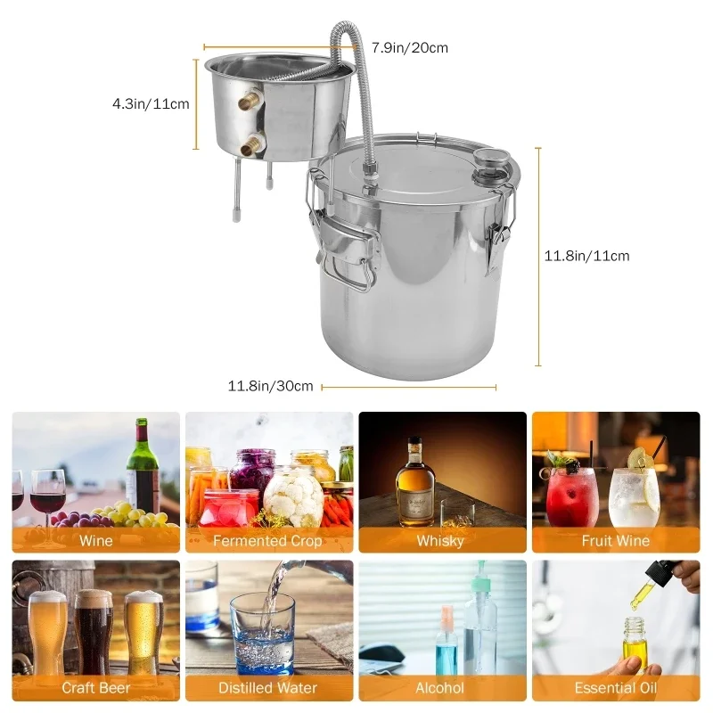 11L Alcohol Water Distiller Bottle DIY Moonshine Equipment Stainless Steel Brewing Machine Pump For Whisky Wine Beer Dispenser