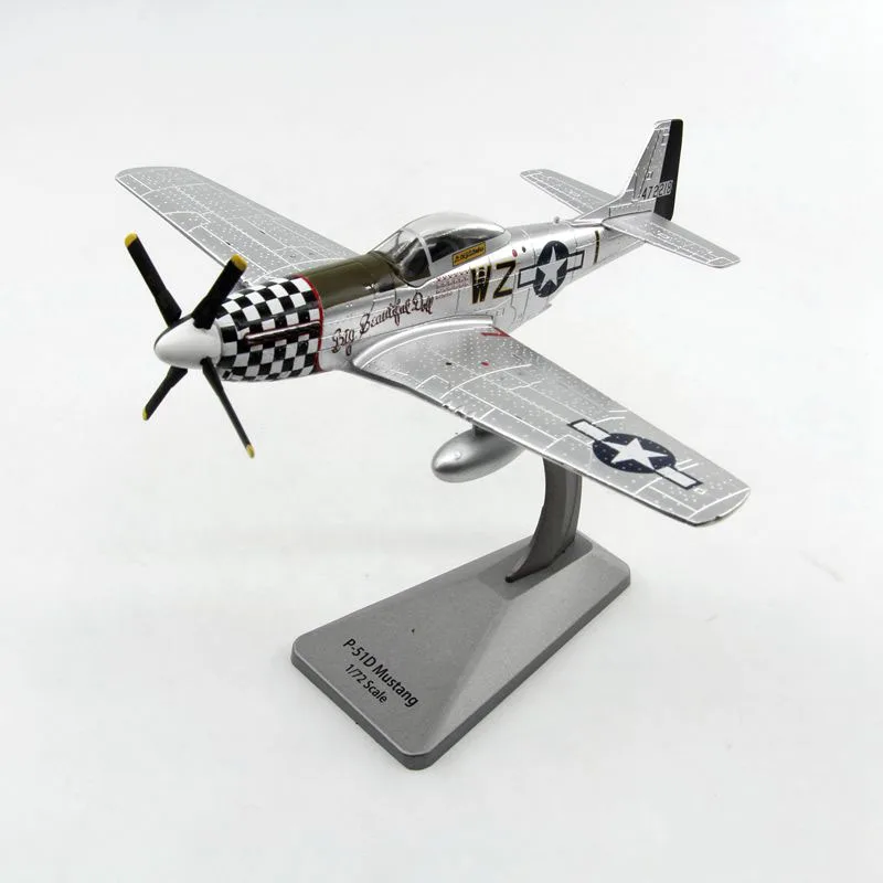 Scala 1/72 Af1 World War Ii Allied Us Army Air P-51D Mustang Fighter P51 Finito Militarized Combat Alloy Aircraft Model Gift