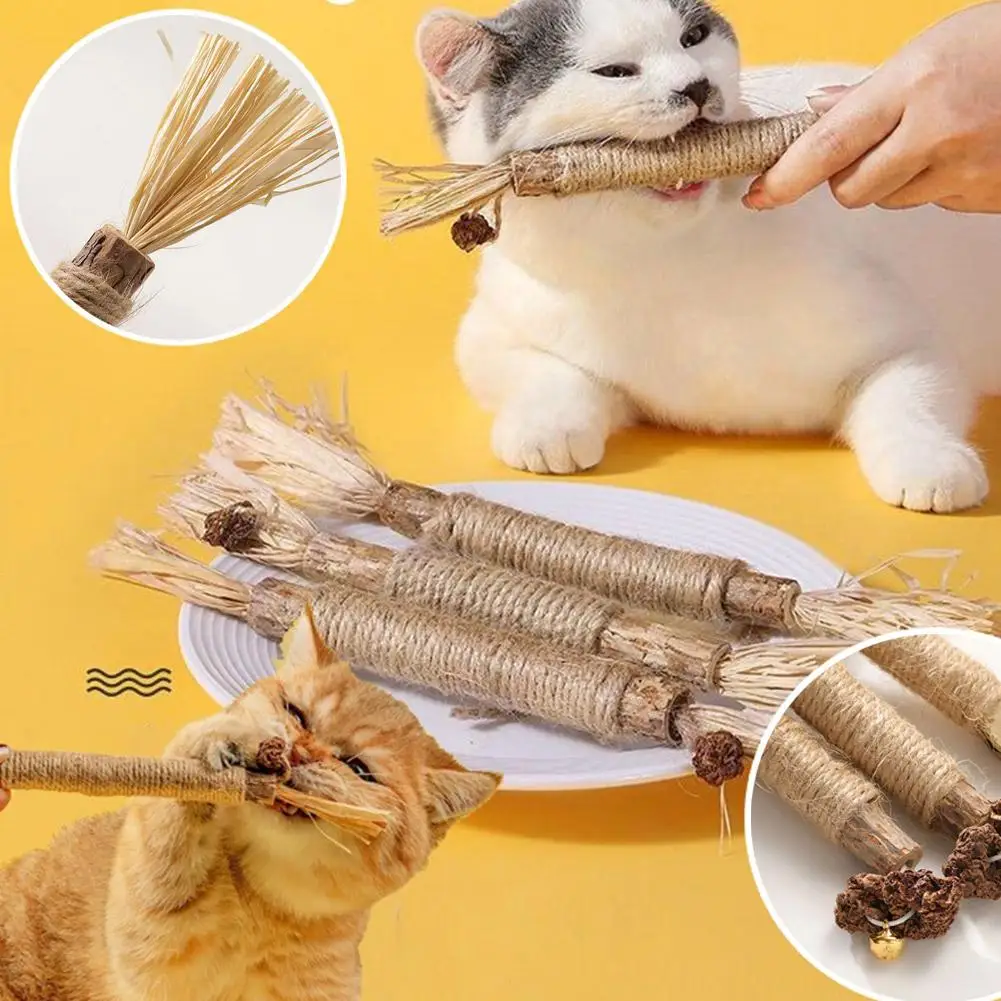 

Cat Toys Silvervine Chew Stick Kitten Treat Catnip Toy Natural Stuff With Catnip For Cleaning Teeth Indoor Dental J9A6