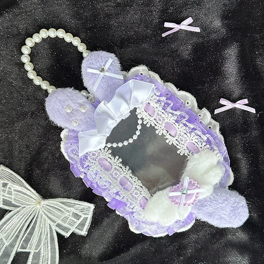 Adorable Pink Bow Plush Photo Protector Case with Lace and Ribbon