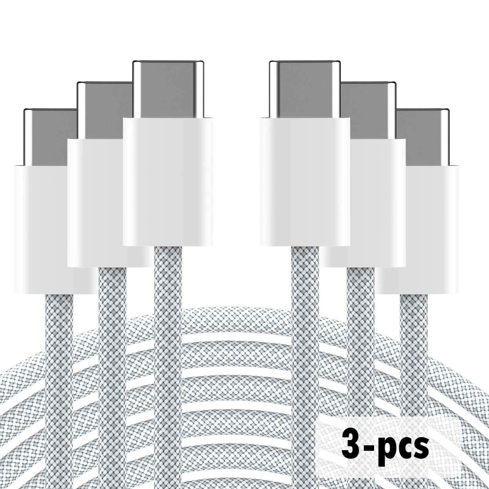 Ice Blue 60W Fast Charging USB-C Cable | Braided Nylon Type-C to Type-C Cord