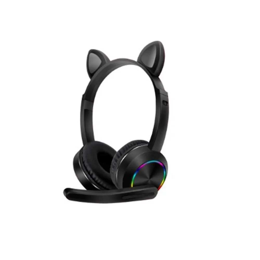Bluetooth-наушники Sunix с кошачьими ушками и микрофоном черного цвета | Электроника
