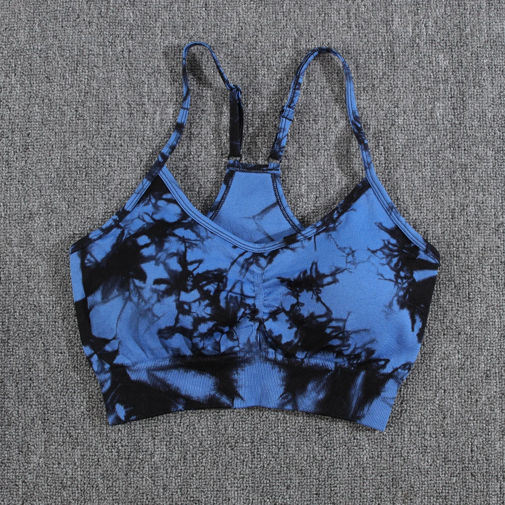 CHRLEISURE Yoga Shorts Set Tie Dye Women Seamless Summer Bra Set High Waist Fitness New Sportswear Printing Yoga Short Pants Set