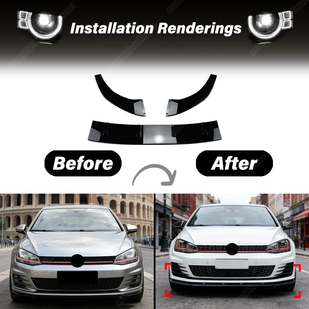 폭스바겐 골프 7 MK7 GTI R R라인 2013 2014 2015 2016 자동차 앞 범퍼 하단 립 보호 커버 장식 액세서리