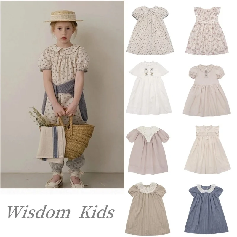 In Stock! LOU Girls Dress 2024 SS New Print Princess Dress Embroidered Lace Dress