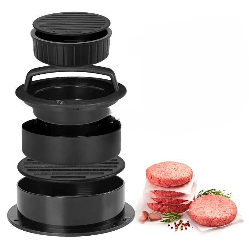 3 in 1 Non Stick Meat Beef Veggie Hamburger Patty Mold Essential Tool to Make Patty for Stuffed Burgers