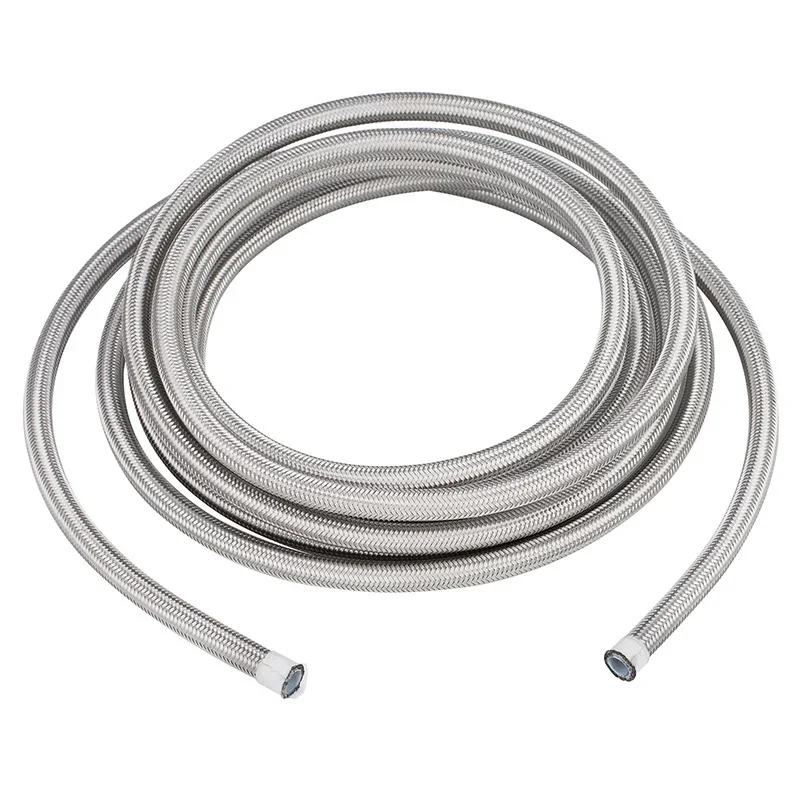 Universal AN4/6/8/10 PTFE Fuel Line Kit 5m/16ft E85 Stainless Steel Braided Fuel Hose Pipe w/ 6pcs Hose End Fittings Adapters