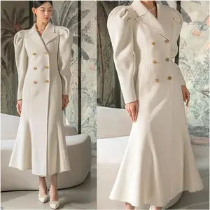 Зимнее теплое приталенное пальто, женское официальное блейзер с длинным рукавом и буффами, вечерняя одежда для гостей выпускного вечера, одна куртка