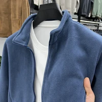Thiened Fce Zipper Cardigan Hoodie Men's Stand Collar Outdoor Jaet Winter Warm Polyester Fiber Large Size Coat