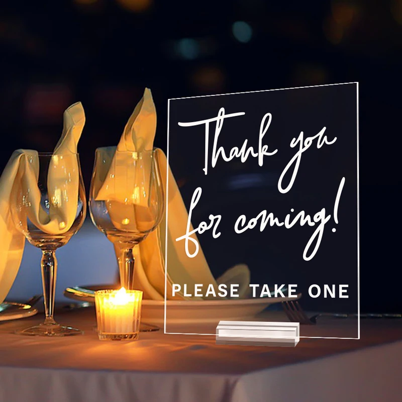Thank You For Coming Favors Please Take One Clear Glass Look Acrylic Wedding Sign Dessert Table Birthday Party Decoration