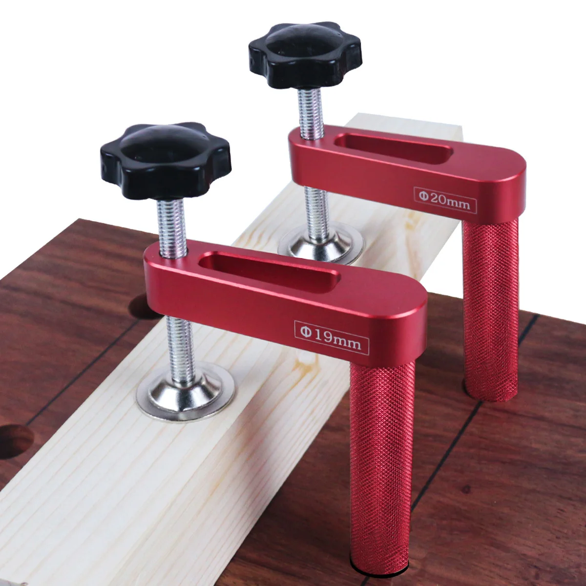 Woodworking clamp 1pc 19mm/20mm Dog Hole Aluminum Alloy (3/4in and 0.79in) Fixed Clip