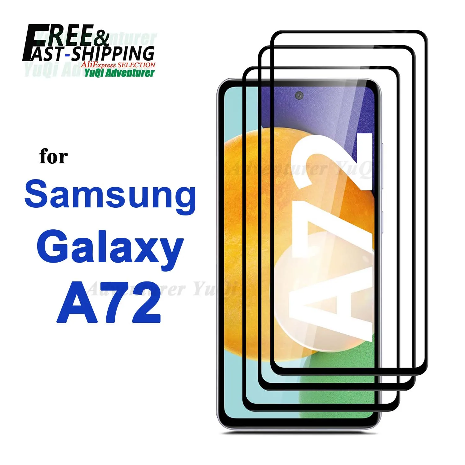 

Stronger 2 Screen Protector For Samsung Galaxy A72 Tempered Glass High Aluminum 9H SELECTION Fast Free Shipping Black Edge