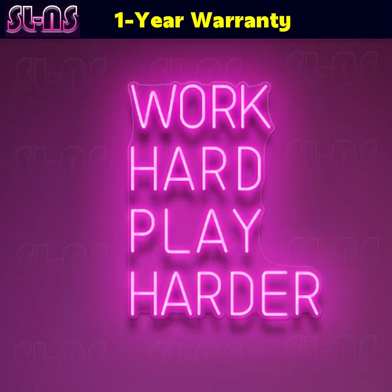 

Work Hard Play Harder Neon Sign Motivational Neon Light Neon Sign for Office & Room High Quality
