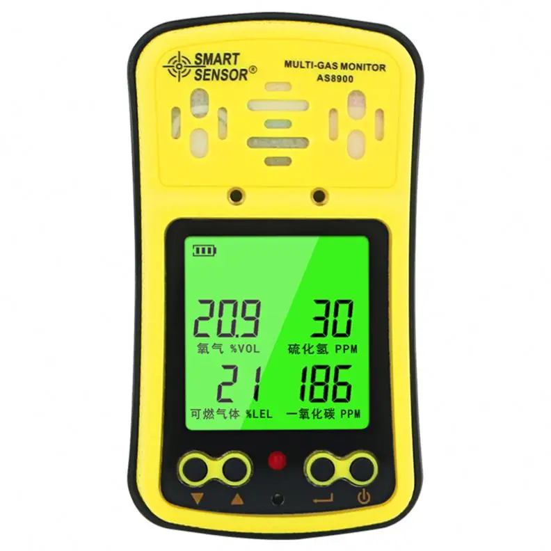 

Smart Sensor AS8900 Multi Gas Monitor Detector Oxygen O2 Hydrothion H2S Carbon Monoxide CO Combustible Gas 4 in 1 Analyzer