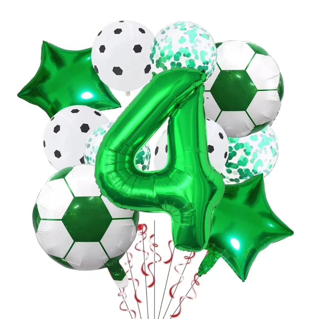 11 Stück Helium-Folienball, Fußball, 32 Zoll, Grün, Blau, Rot, Schwarz, Zahlen, Fußballballons, Kinder, Jungen, Geburtstagsparty-Dekoration – Detail 11