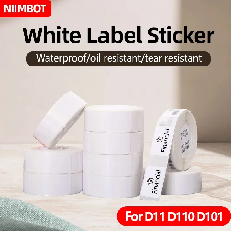 

NIIMBOT rollo de papel D11/D101/D110 label paper thermal self-adhesive printing paper (pure white series) price name sticker