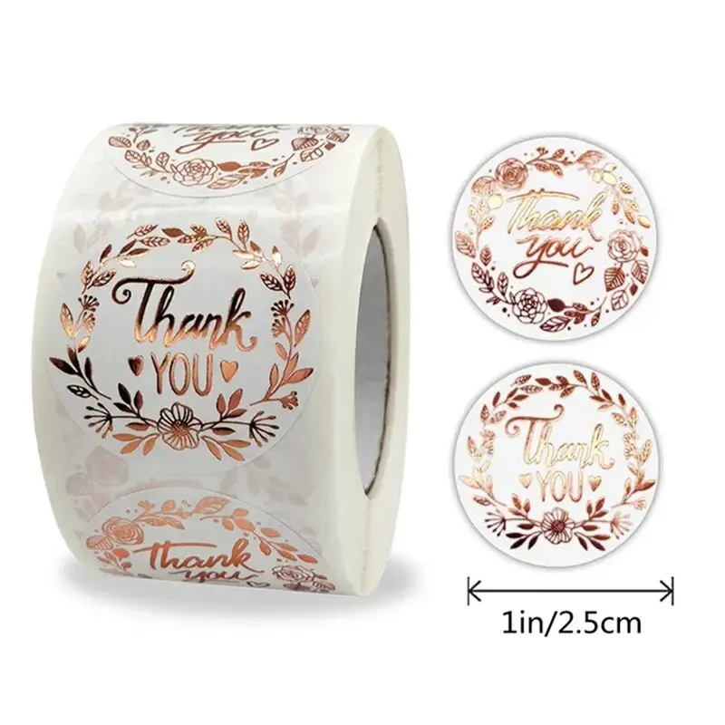 Thank You Stickers 500 PCs Thank You Stickers Monogrammed Floral Pattern Label Stickers Thanksgiving Gift Sticker Labels