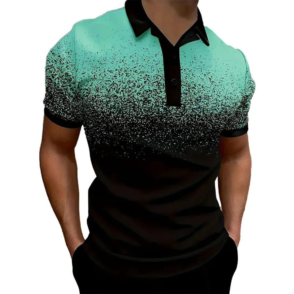 Gradient Polo Shirts For Men Casual 3d Print Short Sleeved Lapel Tops Breathable Quick Dry Fashion Oversized Golf Sports T-Shirt 4