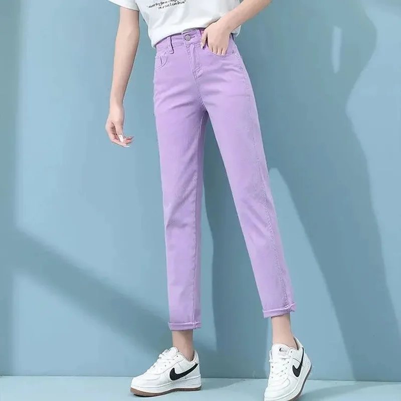 candy color High Waist Slim Straight Women's Harlan Jeans Loose Casual Female Streetwear Outfits Spring Summer Fashion Jeans