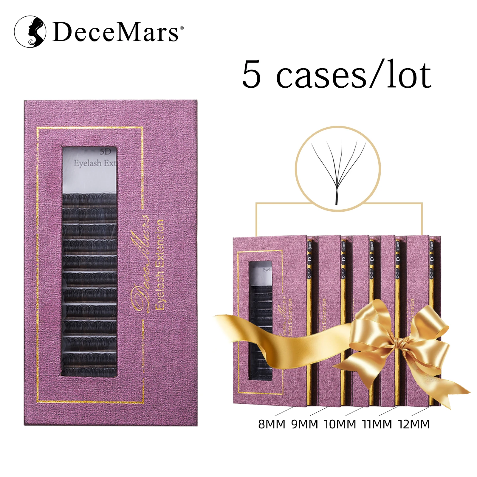DeceMars 5pcs/set 5D - W Shaped Eyelash Extension (8mm/9mm/10mm/11mm/12mm)