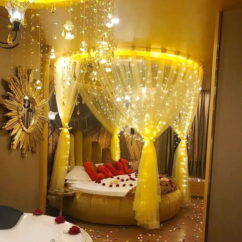 3/4/6M Christmas Wedding Party New Year Decoration Outdoor 8 Mode USB Curtain Light LED Fairy String Light Garden Holiday Light