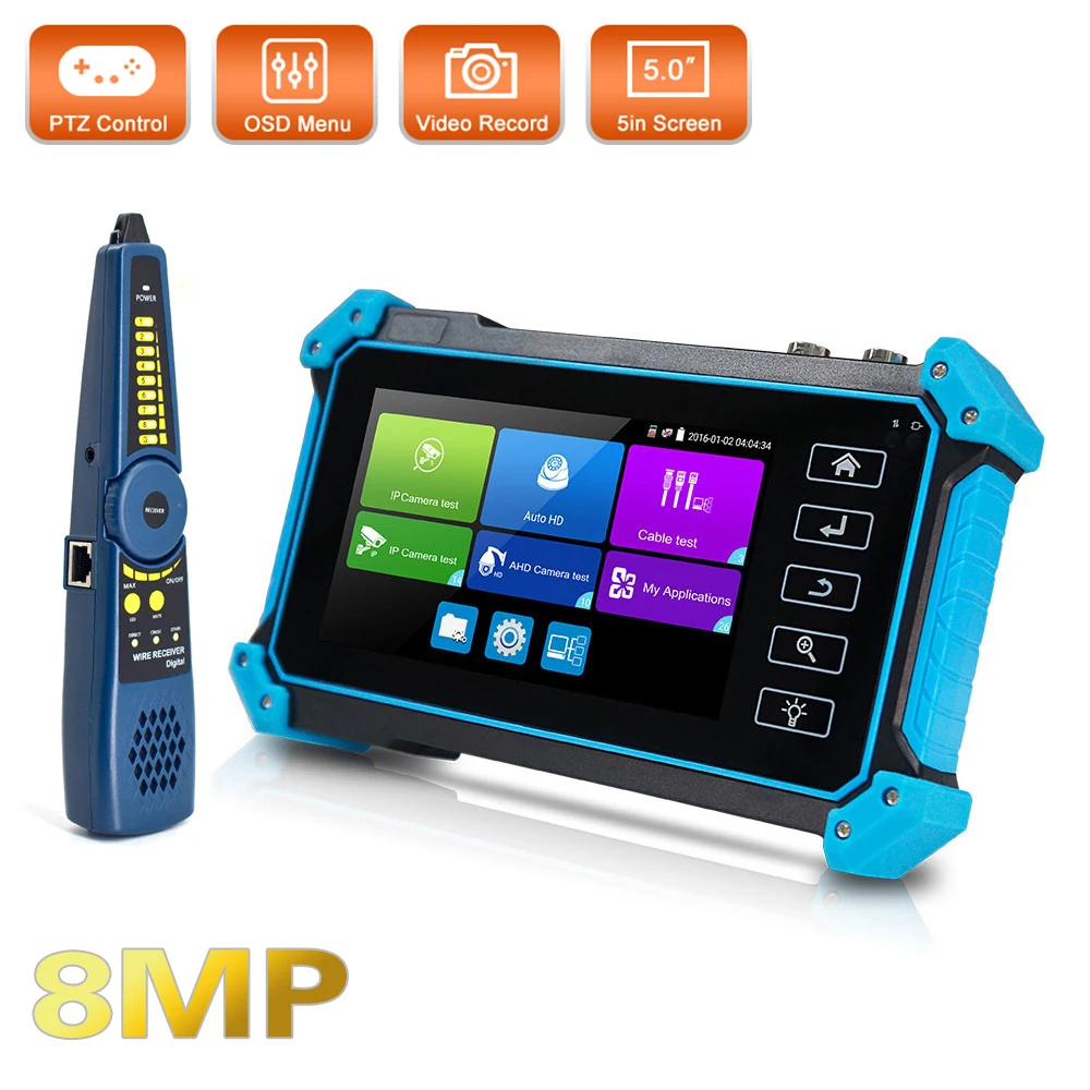 Pegatah Ipc5200 4K Ip Cctv Tester 8Mp Ahd Cvi Tvi Sdi Telecamera Analogica Test H.265 Monitor Cctv Portatile Con Hdmi Vga In/Uscita