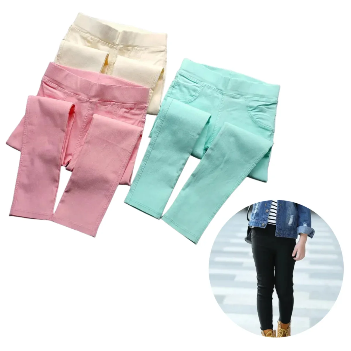 Kids Girl Pants Slim Spring Autumn Elastic Pencil Trousers Casual Solid Leggings 2-11Y girl pants