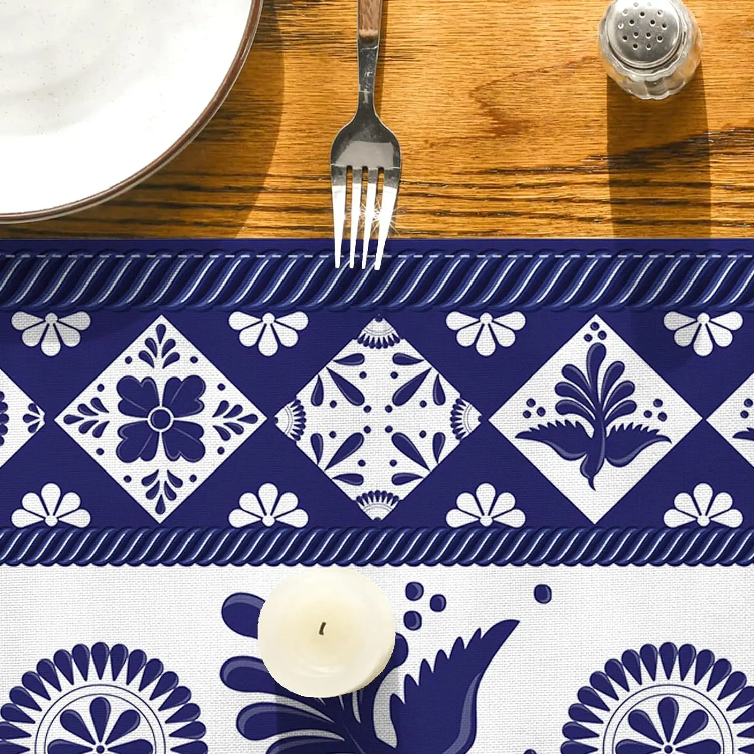 Talavera Floral Bird Mexican Linen Table Runners Mexican Dia De Los Muertos Fiesta Decor Dresser Scarf Party Dining Table Decor 4