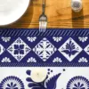 Talavera Floral Bird Mexican Linen Table Runners Mexican Dia De Los Muertos Fiesta Decor Dresser Scarf Party Dining Table Decor 4