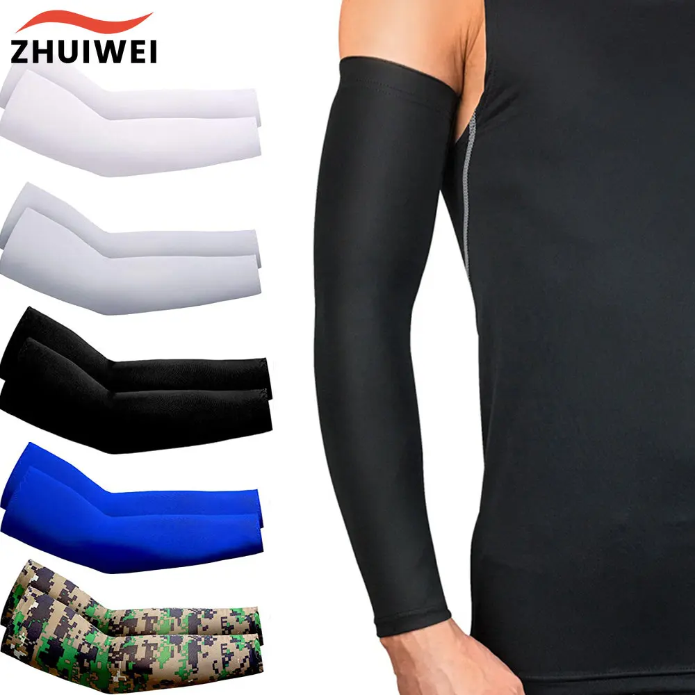 Unisex Cooling Arm Sleeves Cover Women Men Sports Running UV Sun Protection Outdoor Fishing Cycling Sleeves 2Pcs
