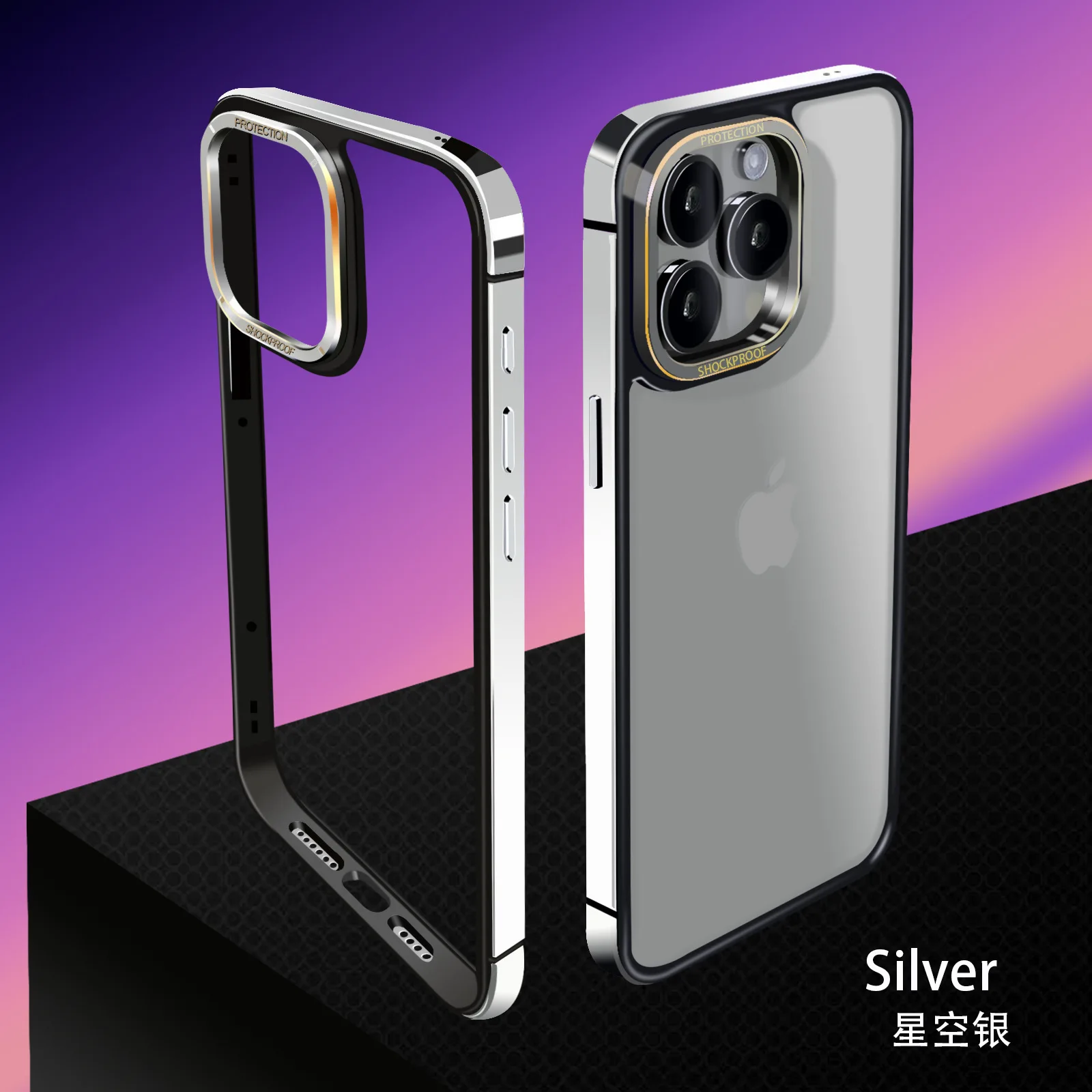 ステンレス鋼の耐衝撃ケース,iPhone 15 pro max,黒,電話